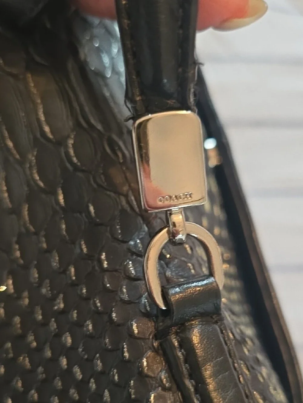 Vintage Rare Coach Black Textured Flap Satchel with Silver Hardware